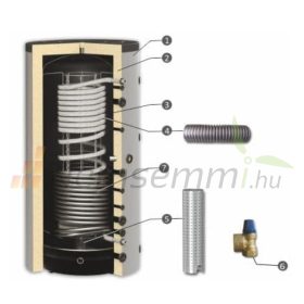 Puffer tartál 1 inox és 1 acél hőcserélővel 1000 literes tartály hőszigetelt.