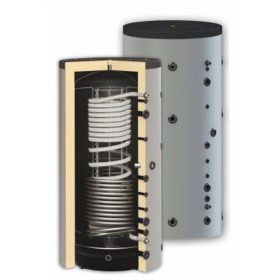   Puffer tartály 1 acél és 1 inox hőcserélővel 1500 literes Sunsystem. Az inox cső a használati melegvíz felmelegítésére szolgál, friss víz modullal