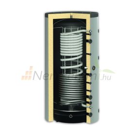   Puffer tartály 1 acél és 1 inox hőcserélővel 800 literes Sunsystem. Az inox cső a használati melegvíz felmelegítésére szolgál, friss víz modullal