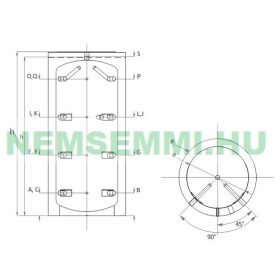   Puffertartály - hőcserélő nélküli 300 literes tartály - SAROKBA IS SZERELHETŐ kivitel - melegvíz tárolás céljára. Sunsystem 