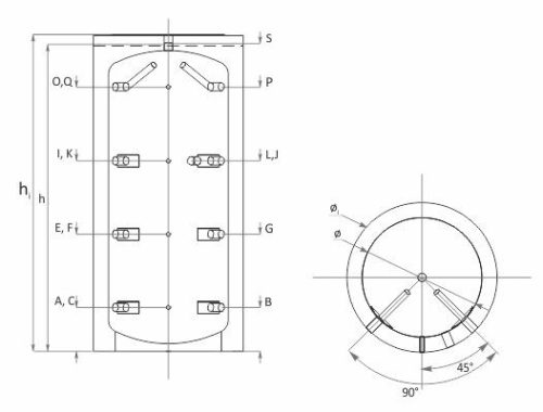 Buffer tank - 4000 liter tank without heat exchanger - CAN ALSO BE MOUNTED IN CORNERS - for hot water storage. Sunsystem 