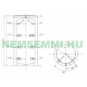 Puffertartály - hőcserélő nélküli 500 literes tartály - SAROKBA IS SZERELHETŐ kivitel - melegvíz tá