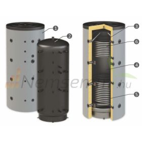 Puffertartály - 2 hőcserélővel 1500 literes tartály melegvíz tárolás céljára