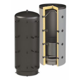   Puffertartály - 1 hőcserélővel 500 literes tároló, speciálisan SAROKBA IS HELYEZHETŐ, melegvíz tárolás céljára.