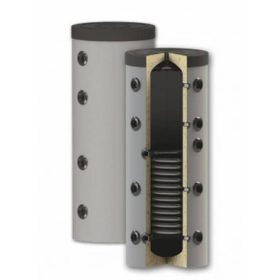 Fűtési keskeny puffer tároló - 2 hőcserélővel hőszigetelt 150 literes tartály melegvíz tárolás céljá