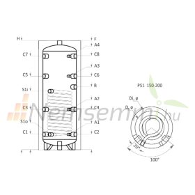 Fűtési keskeny puffer tártály - 2 hőcserélővel hőszigetelt 500 literes tartály melegvíz tárolás célj