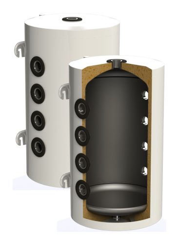 Heating-cooling buffer tank for 100-liter heat pumps - heat-insulated 100-liter tank without heat exchanger for storing cold and hot water. Sunsystem PSM 100