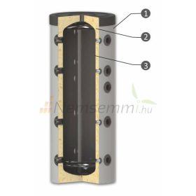   Fűtési keskeny puffer tartály - hőcserélő nélküli 200 literes tartály melegvíz tárolás céljára. Sunsystem PS 200