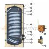 150 liter SunSystem 1 standing DHW storage tank with heat exchanger with extra large heat exchanger for solar collector or heat pump. Domestic hot water tank, glass-ceramic coating