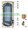 500 liter SunSystem 1 standing DHW tank with heat exchanger with extra large heat exchanger for solar collector or heat pump. Domestic hot water tank, glass-ceramic coating