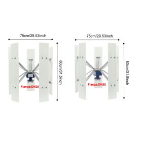   Függőleges szélturbina 500 vertikális tengelyű 5 lapátos szélkerék áramtermelésre 24V 500W, töltésvezérlővel 