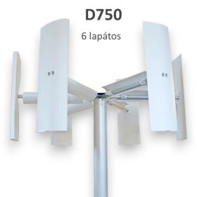   Függőleges szélturbina D750 vertikális tengelyű 6 lapátos szélkerék áramtermelésre 24V 36V 750W