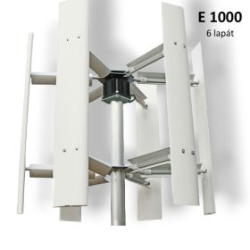   Függőleges szélturbina E1000 vertikális tengelyű 6 lapátos szélkerék áramtermelésre 24V 1000W