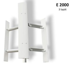 Függőleges szélturbina E2000 vertikális tengelyű 3 lapátos szélkerék áramtermelésre 24V 1000W