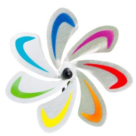   Szélkerék szélforgó rozsdamentes dísz játék inox szivárvány színű kerti dekoráció 28 cm átmérőjű virág kialakítású