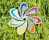 Windmill pinwheel stainless ornament toy inox rainbow color garden decoration 28 cm diameter flower design