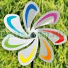 Windmill pinwheel stainless ornament toy inox rainbow color garden decoration 28 cm diameter flower design