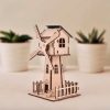 Mini szélkerék modell 3D fa napelemes szélmalom puzzle oktató játék gyerekeknek és felnőtteknek