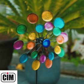   Szélkerék színes 48 cm átmérőjű "Galaxy" szélforgó dísz játék földbe szúrható színes kerti dekoráció