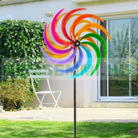   Szélkerék színes 60 cm átmérőjű szélforgó dísz játék földbe szúrható színes kerti dekoráció