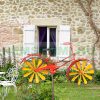 Wind wheel with a retro effect, orange bicycle pinwheel ornament toy garden decoration that can be inserted into the ground with an antique effect