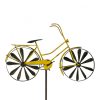 Wind wheel retro effect yellow bicycle pinwheel ornament toy can be inserted into the ground garden decoration antique effect