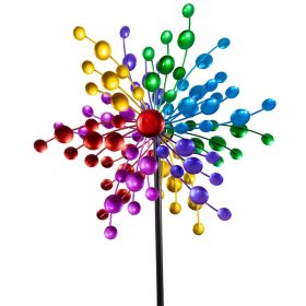   Szélkerék szélforgó dísz játék kerti dekoráció kör alakú földbe szúrható színes szivárványos kerti dekoráció