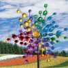 Wind-wheel spinning ornament toy garden decoration circular colorful rainbow garden decoration that can be inserted into the ground