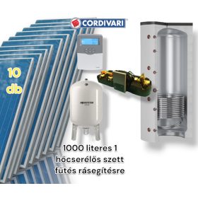 Napkollektor rendszer Cordivari 1000 literes 1 hőcserélős pufferrel fűtés rásegítésre