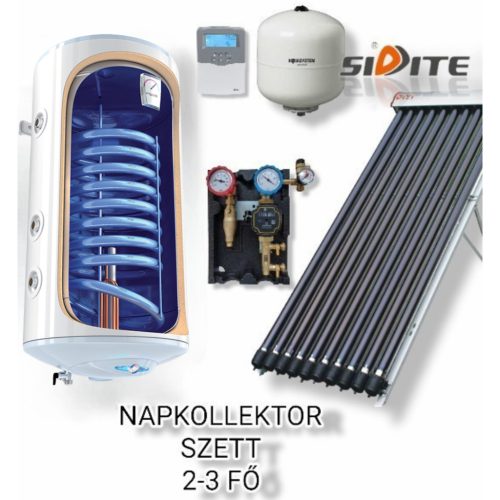 solar collector system for 2-3 people 10-tube vacuum tube solar collector, 100 liter Drazice heat exchanger storage tank, ECO pump station, control, expansion tank