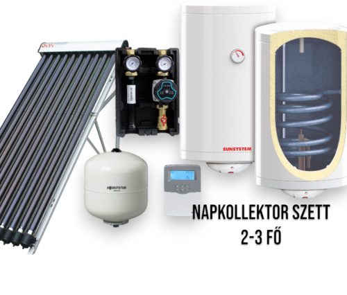 solar collector system for 2-3 people 10-tube vacuum tube solar collector, 100-liter Sunsystem heat exchanger storage tank, ECO pump station, control, expansion tank