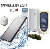 DHW flat collector set for 2-3 people: 1 flat collector + 120 liter Sunsystem heat exchanger boiler + pump station + control + expansion tank