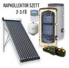 solar collector system for 2-3 people 15-tube vacuum tube solar collector, 150-liter Sunsystem heat exchanger storage tank, ECO pump station, control, expansion tank