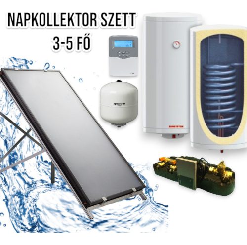 Solar collector system for 3-5 people: 2 flat collectors + 200 liter Sunsystem wall boiler with 1 heat exchanger + ECO pump station + control + expansion tank