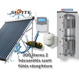   Napkollektor rendszer 300 literes puffer fűtés rásegítésre: 30 csöves kollektor + 2 hőcserélős puffertároló + nagyteljesítményű szivattyú állomás + vezérlés + tágulási tartály