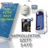 3-4 fő részére síkkollektoros szett: 1 db 2,5 nm Cordivari nagy síkkollektor + 160 literes 1 hőcserélős bojler + PWM-es szivattyú állomás + vezérlés + tágulási tartály 