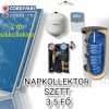 Cordivari solar collector system for 3-5 people: 2 flat collectors + 200 liter stationary boiler with 2 heat exchangers + ECO pump station + control + expansion tank
