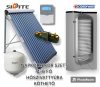 For 4-6 people, a solar collector system can be connected to a heat pump: 30-tube solar collector + 300 liter 1 XL standing boiler with heat exchanger + pump station + control + expansion tank