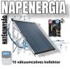 15 vákuumcsöves Big-Pipe napkollektor rendszer SR208C vezérléssel és szivattyú állomás keringető szivattyúval