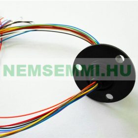   Forgó érintkező, csúszógyűrű 2A 12 vezetékes, karimával, kábelcsavarodás ellen, pl. kamera, robot, szélkerék, szélturbinába, aranyozott érintkezőkkel.