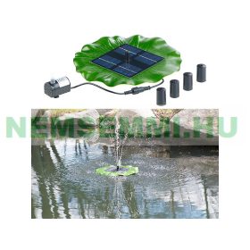 Napelemes úszó szökőkút szivattyú 155 l/ó 30 cm max magasság napelem 8V 1,8W halastó levegőztető lev