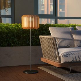   Napelemes rattan kerti állólámpa 130 cm – dekoratív kültéri LED lámpa IP44 védelemmel