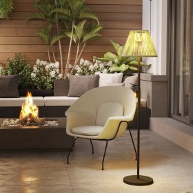   Napelemes rattan állólámpa 25 LED-del Boho stílusú kültéri LED lámpa fényérzékelővel, 135 cm