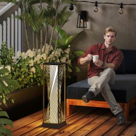   Napelemes rattan kerti állólámpa 25 LED – boho stílusú kültéri világítás IP44 védelemmel