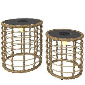   állólámpa, 2 darabos szett, rattan napelemes lámpák fényérzékelővel, bohém stílusú LED napelemes lámpa, IP44