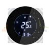 Smart thermostat for a gas boiler. Round black smart thermostat that can be controlled remotely and can be timed