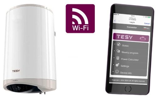 Okosbojler TESY Modeco Cloud 50 literes, WiFi eléréssel számítógépről, ioS és androidos telefonról