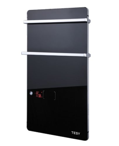 INGYEN SZÁLLÍTÁSSAL! Elektromos törölköző szárító fekete üvegpanel 200 + 1800W teljesítménnyel törölköző szárítós radiátor. Elegáns fekete kivitel mozgásérzékelő, LED kijelző, programozható