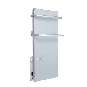   INGYEN SZÁLLÍTÁSSAL! Elektromos törölköző szárító üvegpanel 200 + 1800W teljesítménnyel törölköző szárítós radiátor. Elegáns fehér kivitel mozgásérzékelő, LED kijelző, programozható