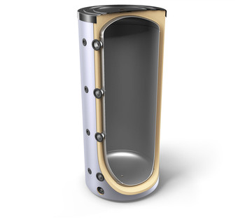 Heating narrow buffer tank - 1 thermally insulated 300 liter tank with a heat exchanger for hot water storage. Sunsystem PS1 300